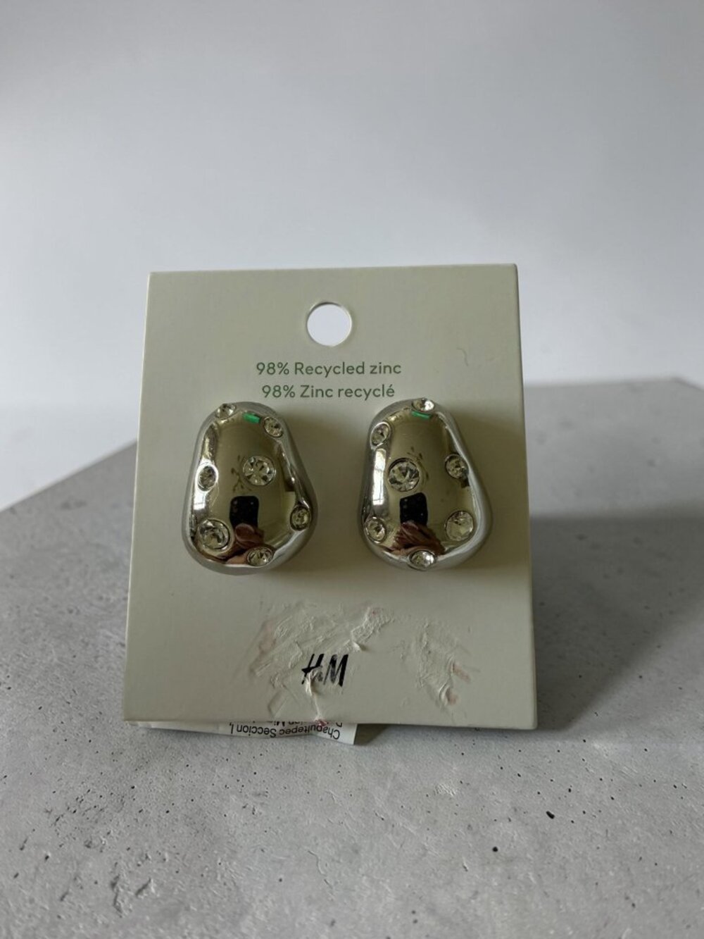 H&M Silver Rhinestone  Statement  Earrings NEW NWT